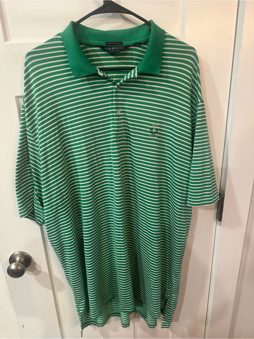 Polo Ralph Lauren Golf Peachtree Atlanta Mens Large Green Striped Polo Shirt XL